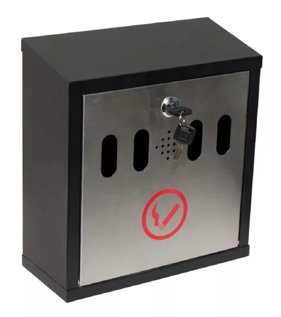 Qualarc WF-8022 Hayward Wall Mount Cigarette Ash Receptacle Black with Stainless