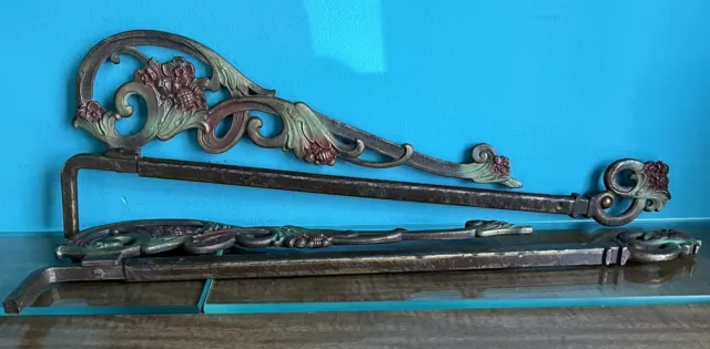 Vintage Victorian Swing Arm Curtain Rods Cast Iron Art Deco