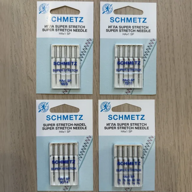 Agujas para máquina de coser doméstica SCHMETZ Super Stretch (HAx1 SP) todos los tamaños