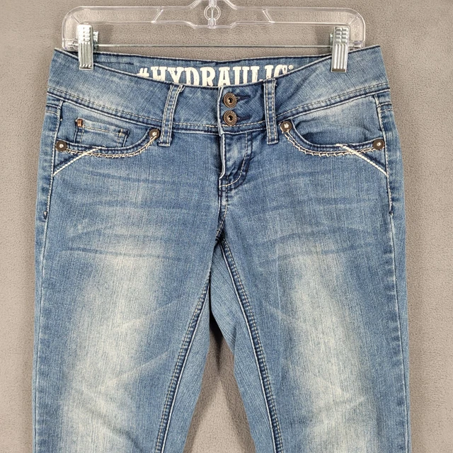 Hydraulic Junior Jeans Size 1/2 Blue Lola Curvy Straight Leg Embroidered