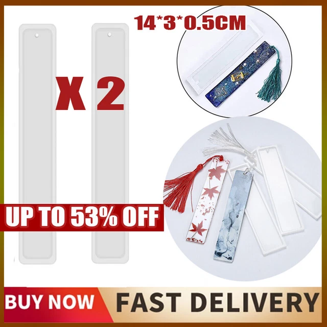 2X Silicone Rectangle Bookmark Mold DIY Making Epoxy Resin Jewelry Craft Moulds