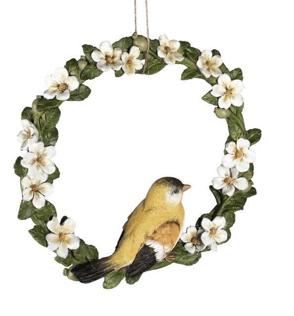 Decoración de ventana corona de flores con pájaro imagen de ventana corona de puerta decoración de primavera 20 cm
