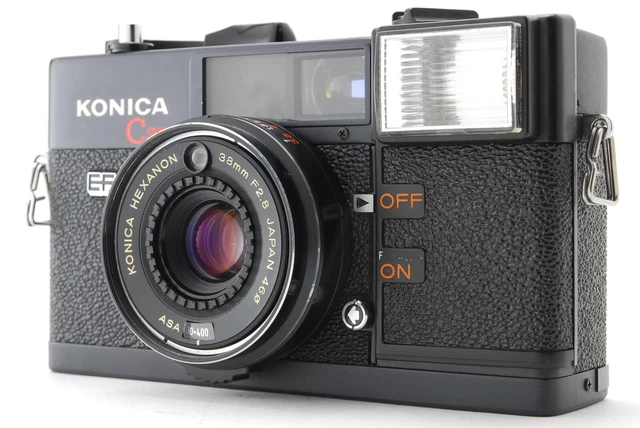All Works [NEAR MINT] Konica C35 EF 35mm Black 38mm F2.8 Film Camera JAPAN