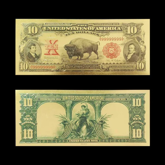 1901 "GOLD"$10 BISON GOLD CERTIFICATE Rep.*Banknote~STUNNING DETAIL
