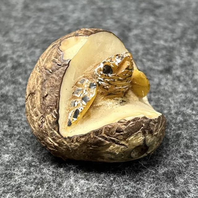 Vintage Hand Carved Tagua Nut Mini Sea Turtle Figurine, Approx 1.75 Inches