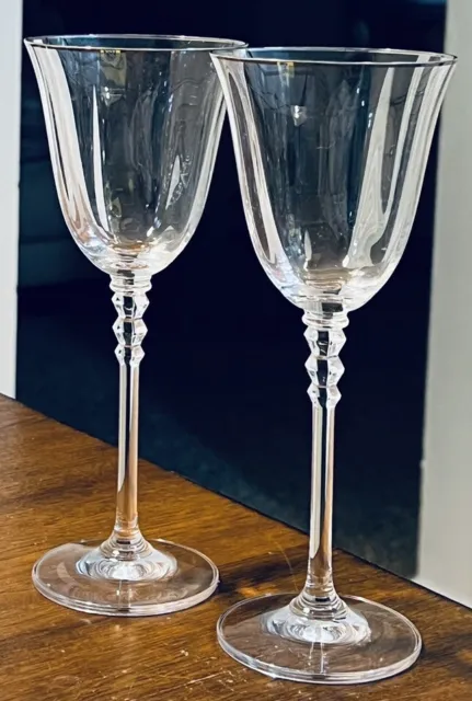 Set Of 2 Mikasa SONATA PLATINUM Crystal Wine Glasses Water Goblets