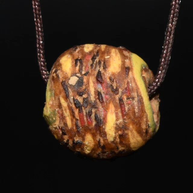 Original Ancient Mosaic Glass Gabri Bead in Good Condition with Splash Pattern