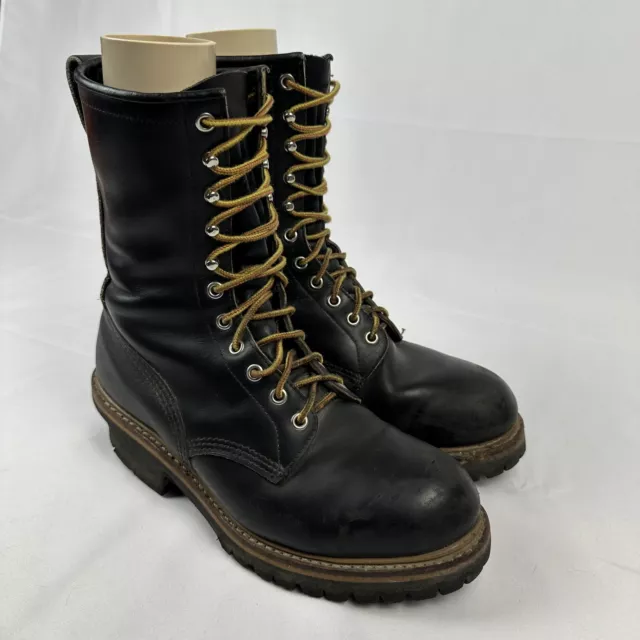 RED WING LOGGER Boots Mens 8.5 D Black Leather Steel Toe USA Made Work ...