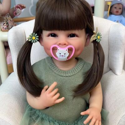 22in Cute Reborn Baby Dolls Silicone Girl Toddler Kids Toy Vinyl Christmas Gift