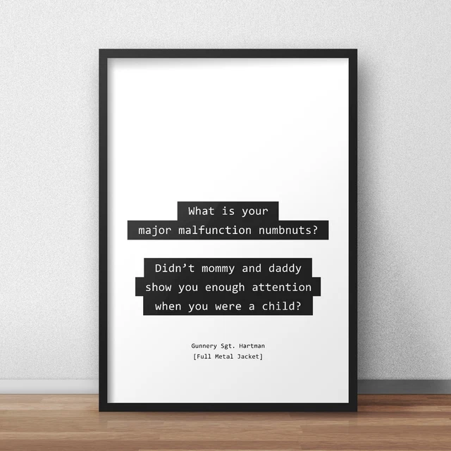 FULL METAL JACKET Major malfunction Quote Poster £7.99 PicClick UK