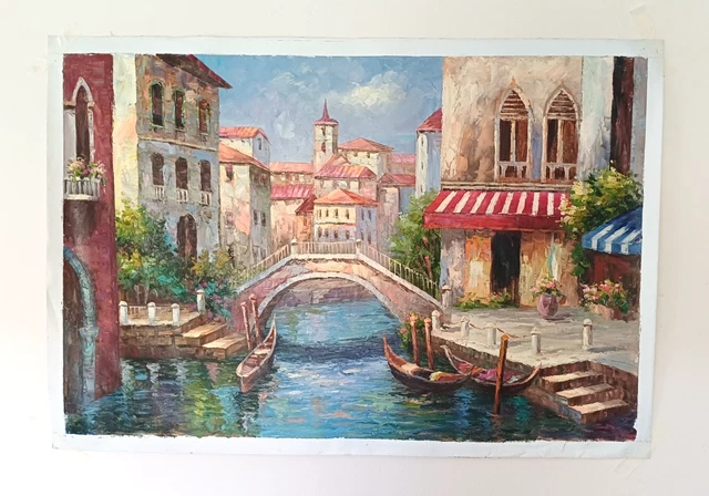 Tableau Toile Grand Canal Venise - Gondoles - Impression D'art Murale - Neuf