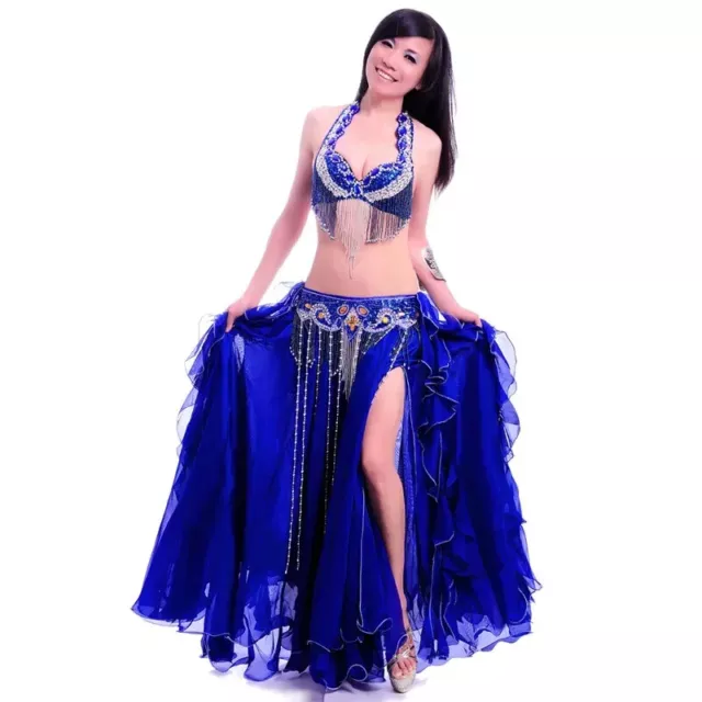 Belly Dance Costume Women Dancewear Professional Performance Bra Belt Skirt Set