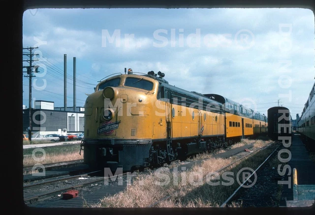 Original Slide C&NW Chicago & Northwestern 'Employee Owned' E8A 507 W/Psg Train