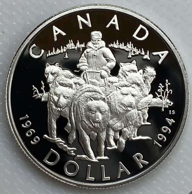 1994 Canada Rcmp Dog Team Patrol Silver Dollar Heavy Cameo Coin