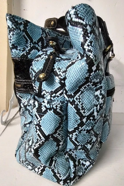 Samantha Brown Python Embossed Carry On Travel Bag Turquoise / BLACK EUC 5