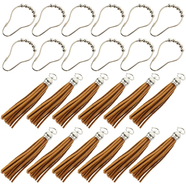 12 piezas Anillos de cortina de ducha con ganchos de cortina de ducha de acero inoxidable para