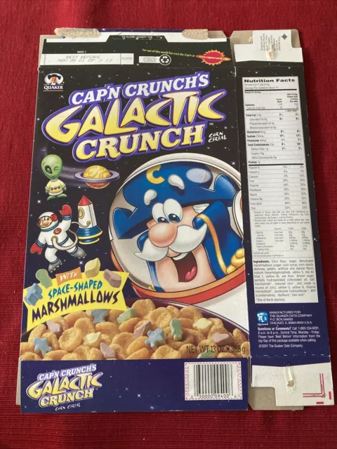 Rare 2001 Galactic Crunch Cereal Box Cap’n Crunch Quaker - Flat & Empty