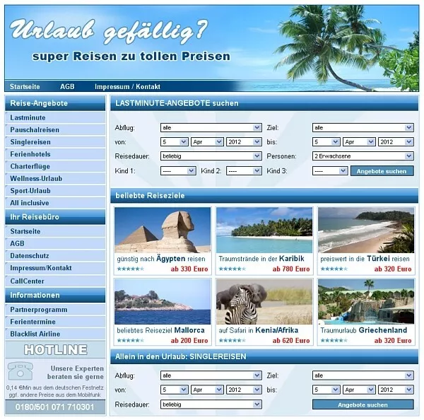 REISE Webshop / Reiseportal / Reise Buchungsportal Script Affiliate