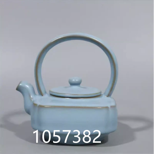 4.7"Old Antique Porcelain Song dynasty Tianqing Glazed ru kiln Sifang Tea Pot