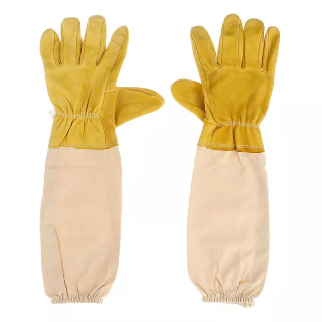 2x Imkerhandschuhe Ziegenleder Schutzhandschuhe Langarm Bienenzucht Handsch D6X1