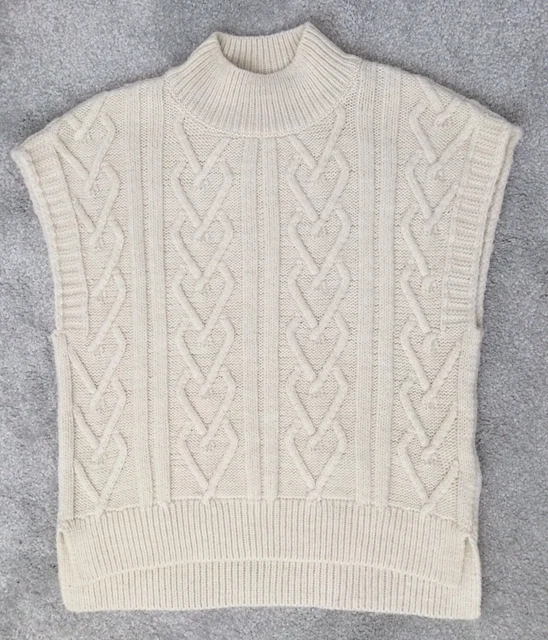 🌸NEXT Girl’s Knitted Jumper Top Sleeveless Cable Cream Age 4 Years 104cm🌸