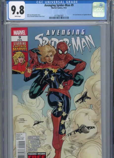 Avenging Spiderman #9 Mt 9.8 Cgc White Pages 1St Carol Danvers As Captain Marvel