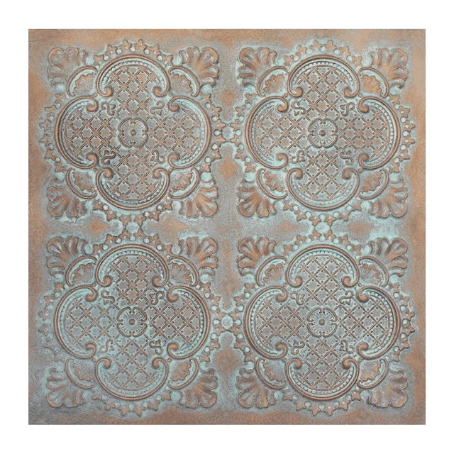 Ceiling Tiles Peel and Stick PVC 24x24 for Cafe Club PL80 Weather copper 10pcs