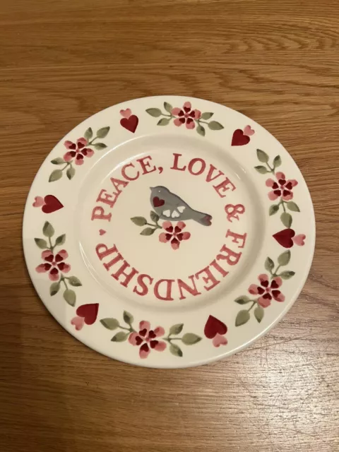 Emma Bridgewater 8.5 Inch Plate Peace Love And Friendship