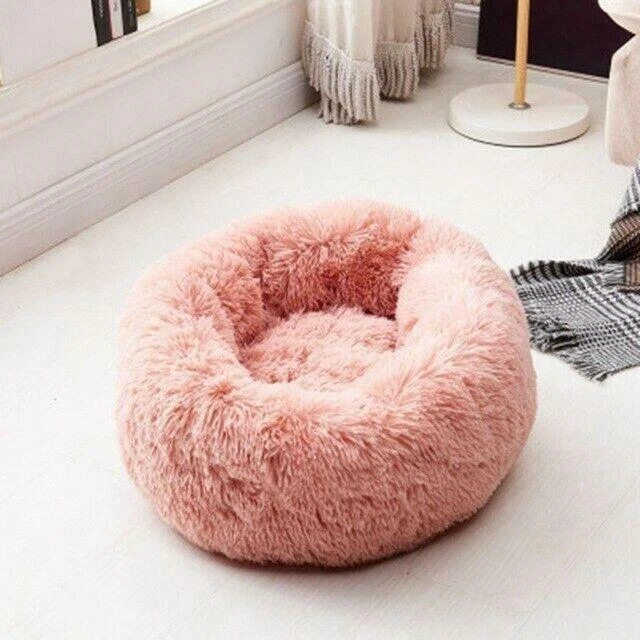 Donut Plush Bed Dog Cat Pet Calming Round Soft Warm Fluffy Kennel Sleeping Nest 7