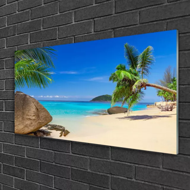 Wandbilder 100x50 Glasbild Druck auf Glas Strand Meer Steine Landschaft