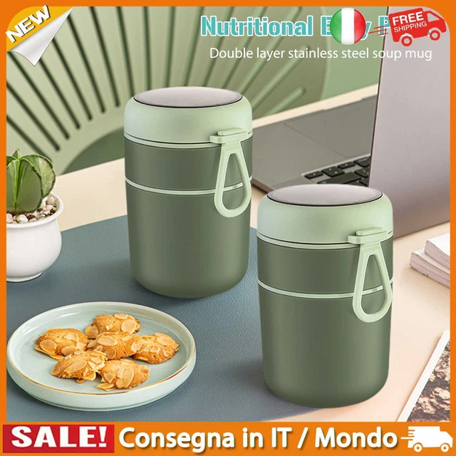 IT 710ml Double Layer Stainless Steel Soup Cup Thermal Jar with Lid Spoon (Green