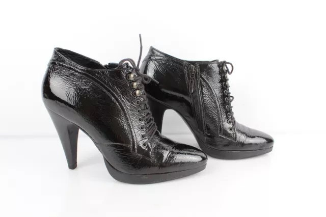 MINELLI Bottines boots à lacets cuir vernis noir T 37 Très bon état