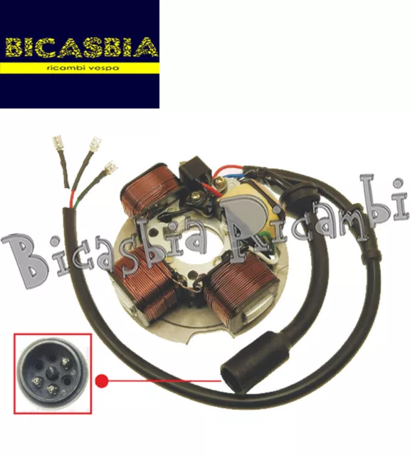 11096 - Statore Magnete 4 Poli 3 Fili Vespa 50 Pk Xl Senza Avviamento Elettrico