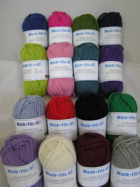 SMC WASH + FILZ-IT! x 50g Chunky Felting Wool for Knitting 100% Wool ~ Many Cols
