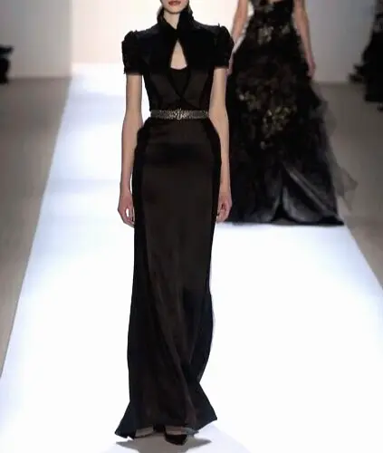 Monique Lhuillier Collection 2007 Runway Vintage Black Long Maxi Gown Dress 6