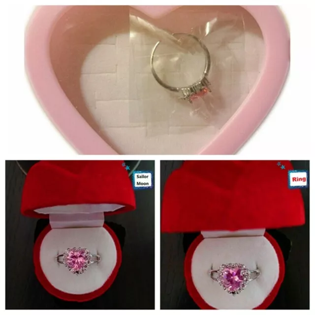 Sailor Moon Heart Shape Tsukino Usagi Rings Silver Zircon Engagement Ring Gifts