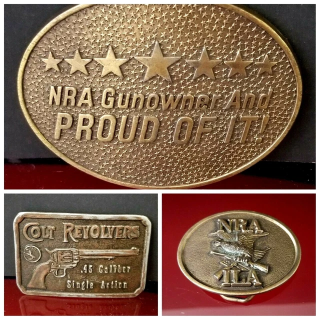 Colt Revolvers .45 Single Action+NRA Gunowner & Proud of It+NRA ILA Belt Buckles