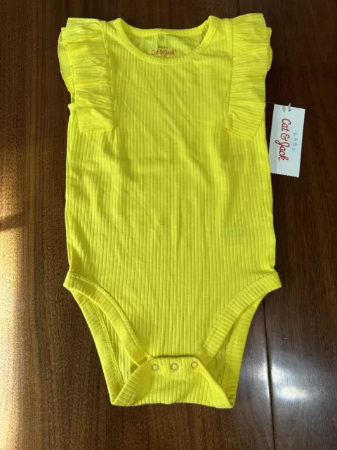 Cat & Jack Baby Girl Size 18M Ruffle Sleeveless Bodysuit Ribbed Yellow