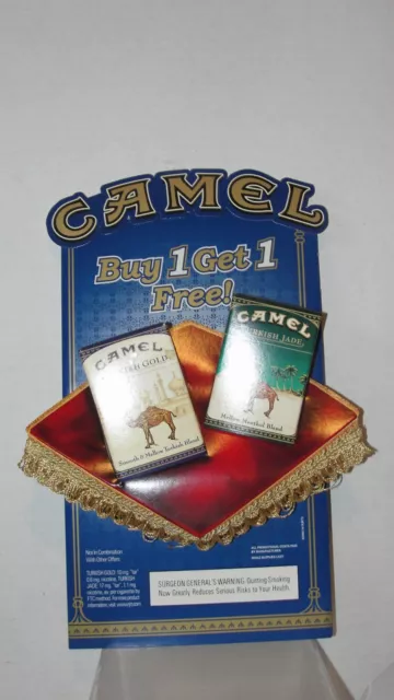 Camel Turkish Gold Store Display W/Two Empty Cigarette Packs - 13" X 9"