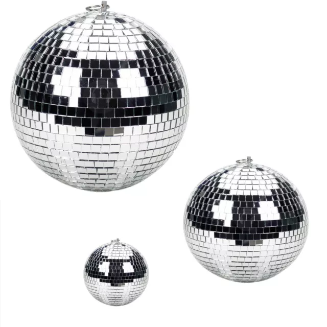 5/10/20/30/40cm Disco Mirror Ball DJ Light Silver Dance Party Stage Lighting Eve 2