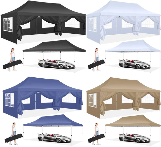 Pavillon 3x3m/3X6m Partyzelt mit Seitenteile Fenster Wasserdicht UV-Schutz PopUP