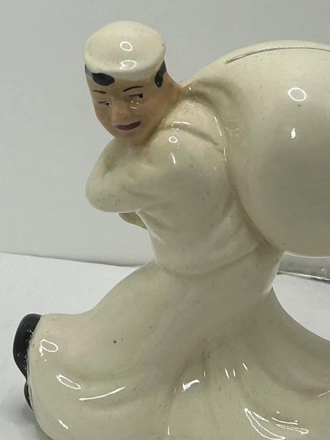 Vintage McCoy The Seaman's Bank For Savings Sailor WWII Coin Bank 5.5” Tall 2