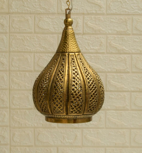 Moroccan Oxidize Brass Ceiling Light Fixture, Hanging Lamp Pendant Lantern