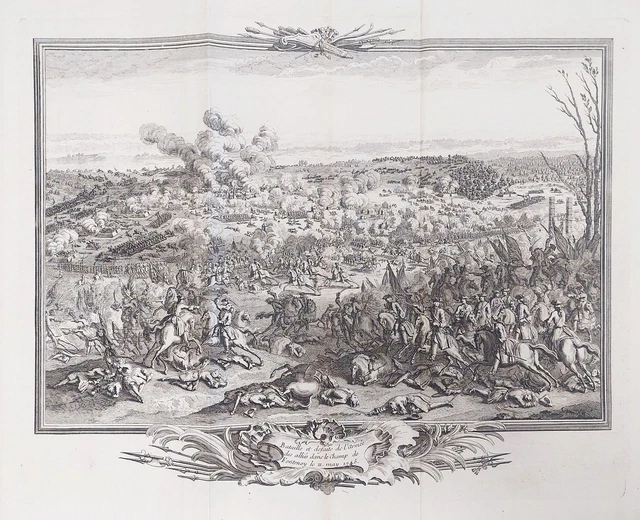Bataille de Fontenoy Antoing Region Wallonne Belgique engraving gravure 1760