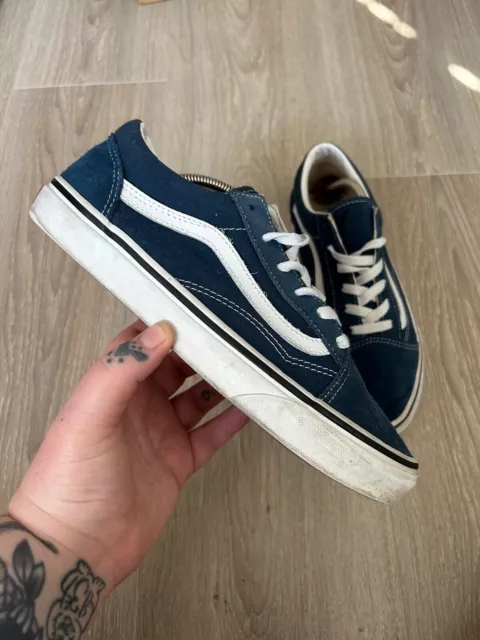 VANS Old Skool Navy Blue White Classic Trainers Sneakers Size UK 5.5 Shoes