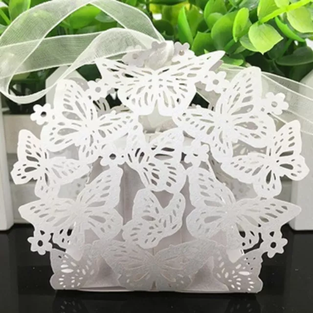 50X Butterfly Laser Cut Candy Chocolate Gift Boxes Wedding Favor