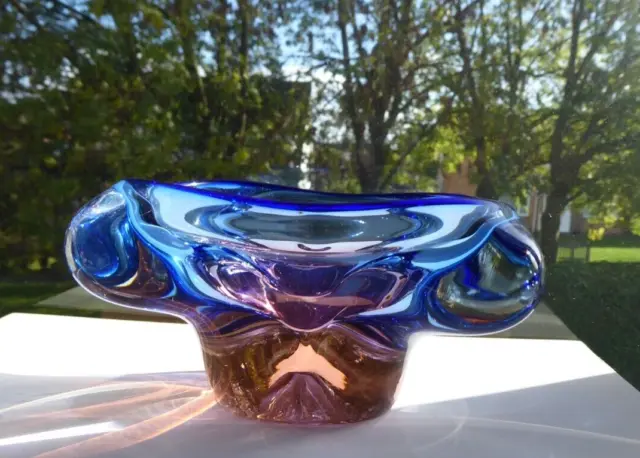 Vintage Murano Seguso Sommerso Art Glass Bowl