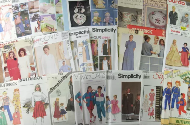 Bulk lot x24 sewing patterns mixed most UNCUT ladies kids crafts some vintage