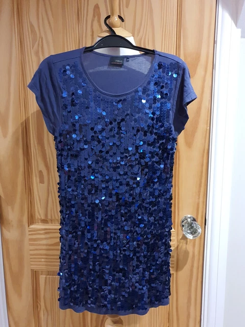 Next Girls Age 12 Yrs Sparkly Navy Sequin Tunic Top