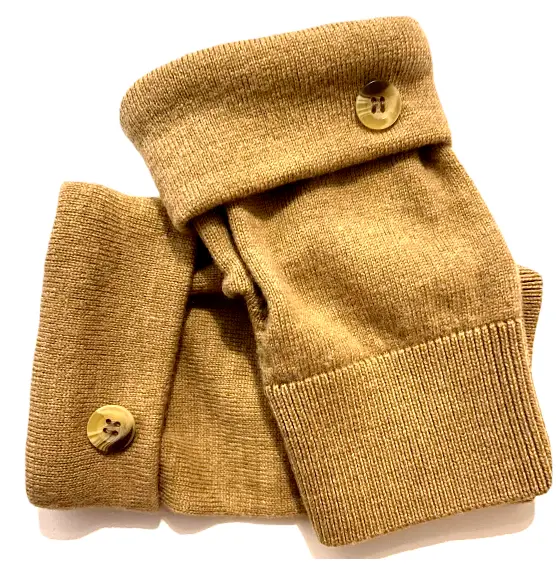 Fingerless Gloves Camel Brown M - L Medium - Large Merino Wool Arm Warmers Cuffs